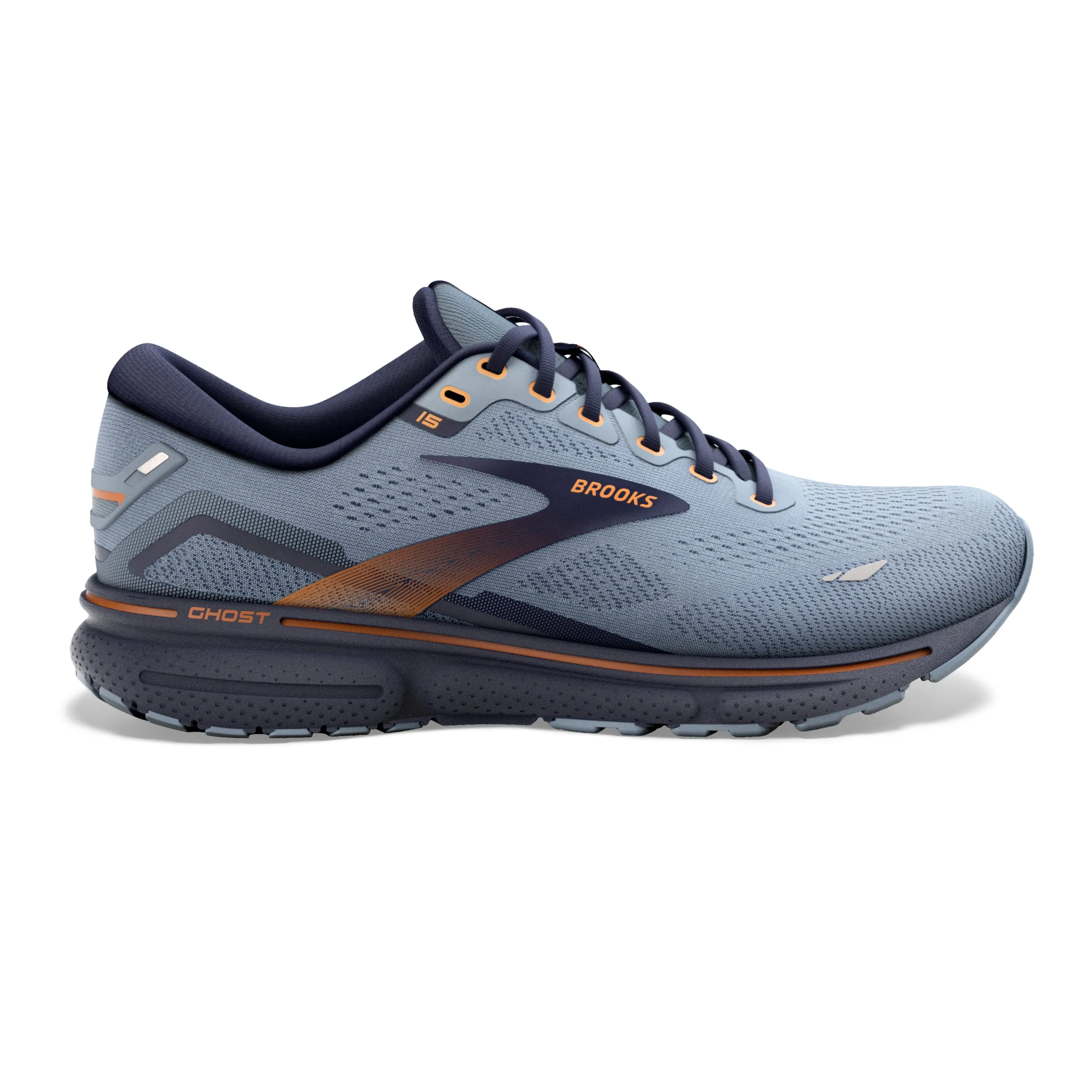 Men's Brooks Ghost 15 Color: Flintstone/Peacoat/Oak (WIDE WIDTH)