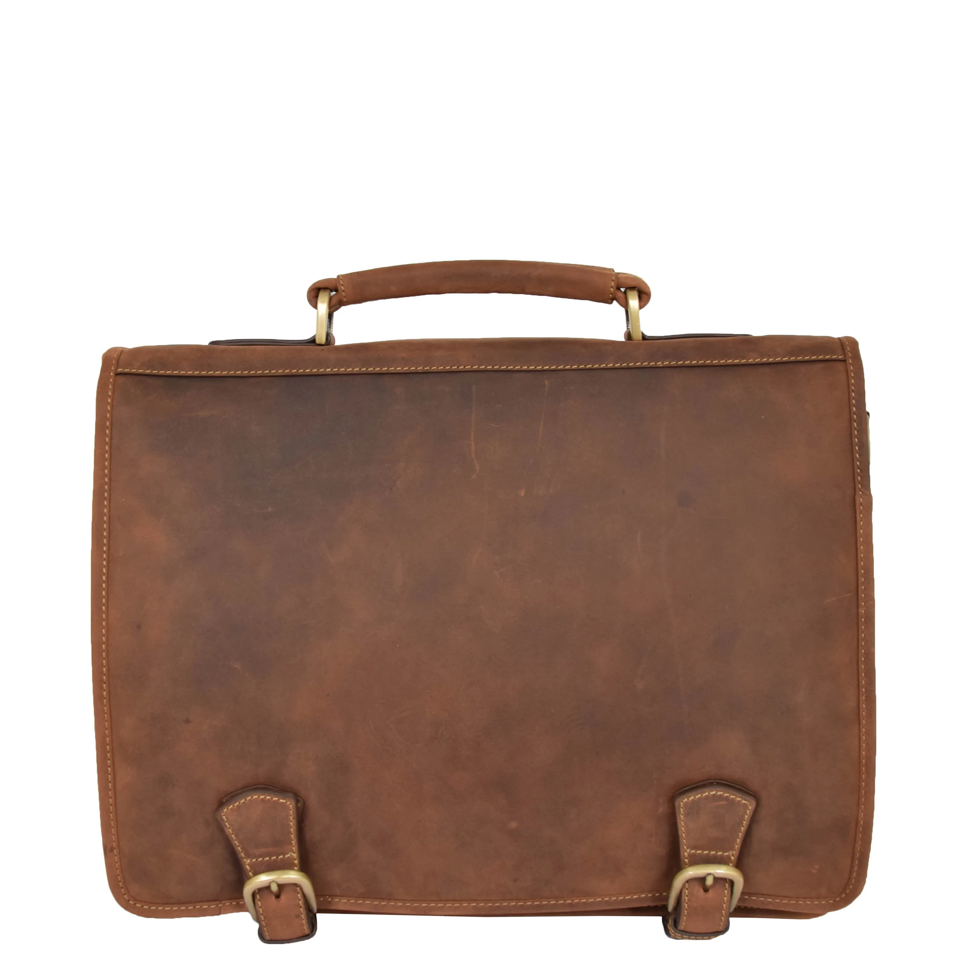 Mens Leather Cross Body Briefcase Satchel Hall Tan