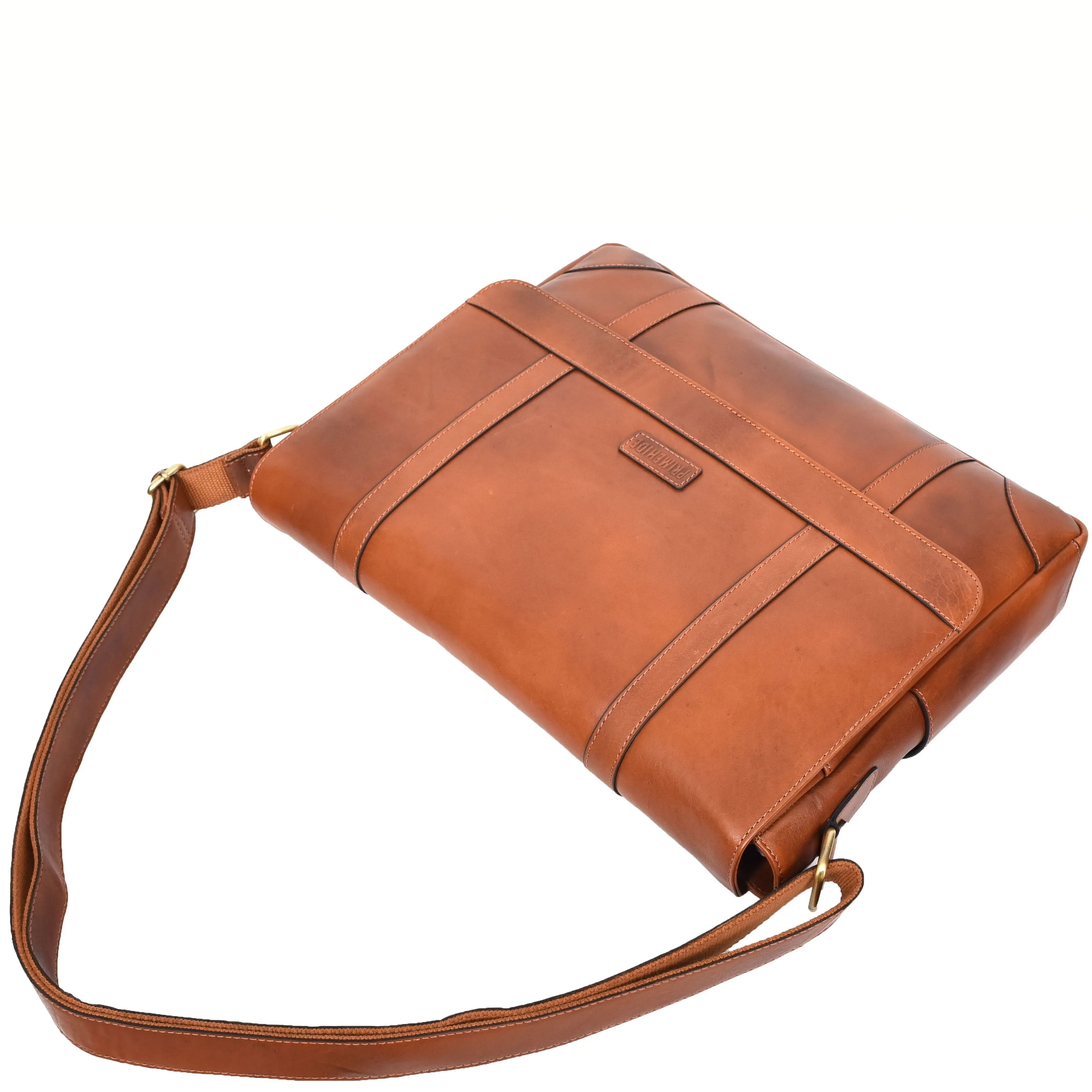 Mens Leather Cross Body Messenger Bag Classic Monza Tan