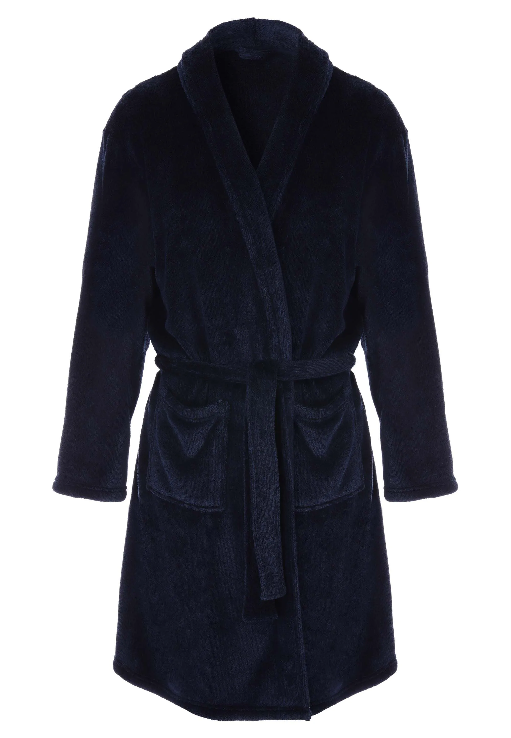 Mens Navy Shawl Collar Dressing Gown