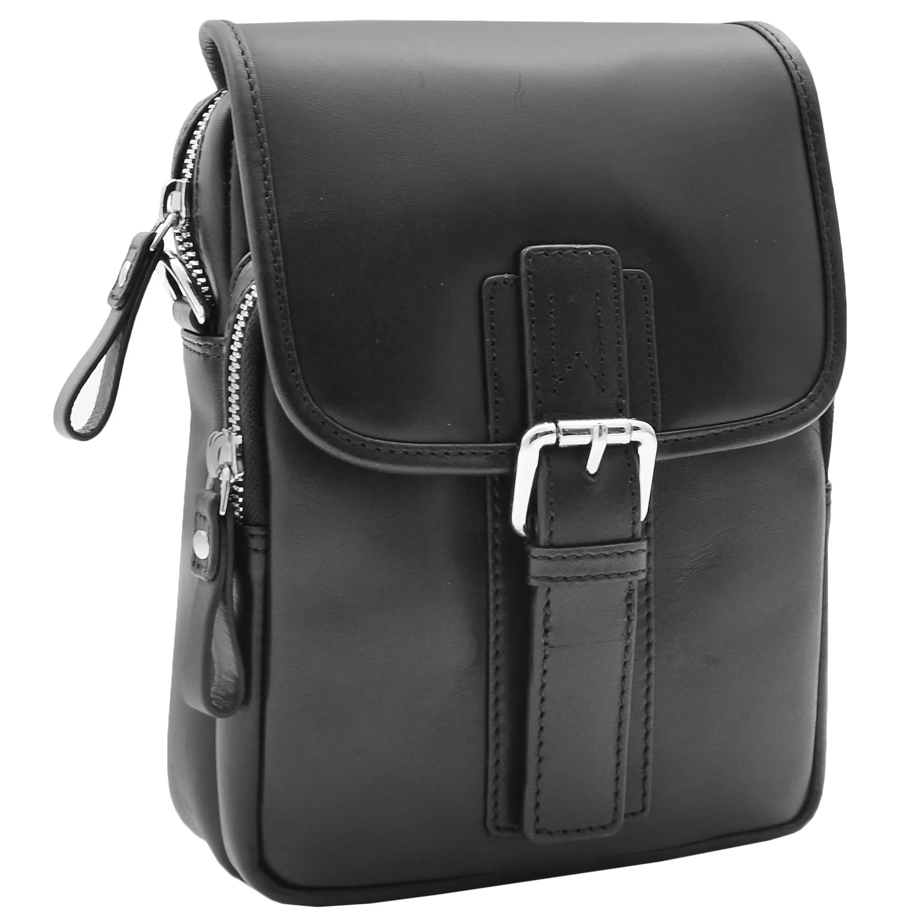 Mens Trendy Smart Crossbody Bag Genuine Leather Messenger Lucas Black