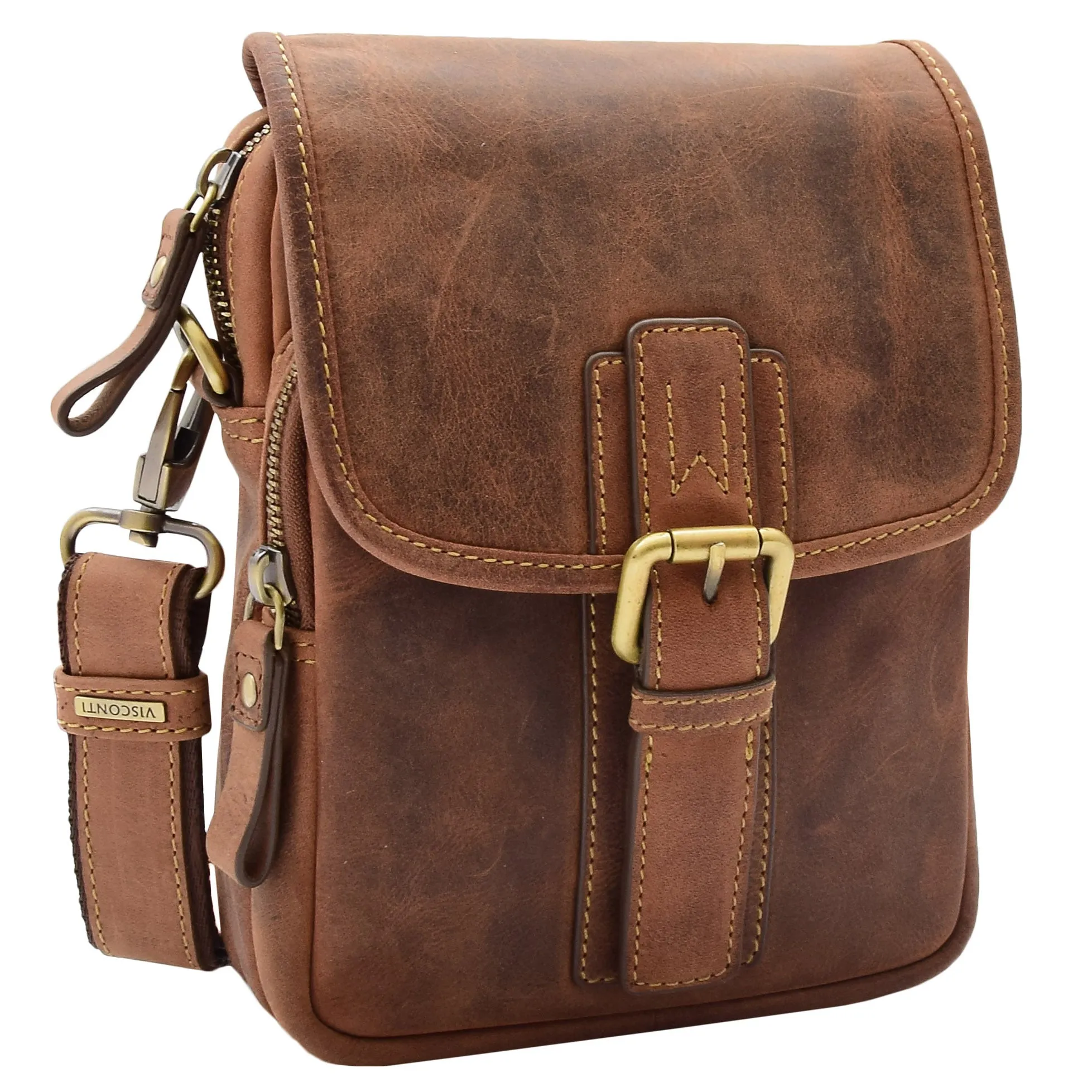 Mens Trendy Smart Crossbody Bag Genuine Leather Messenger Lucas Tan