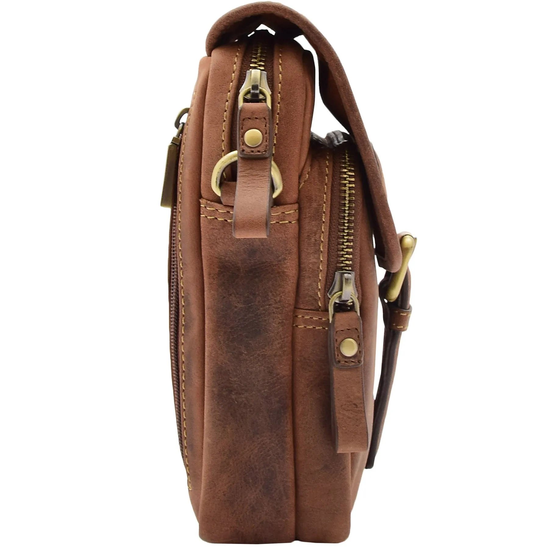 Mens Trendy Smart Crossbody Bag Genuine Leather Messenger Lucas Tan