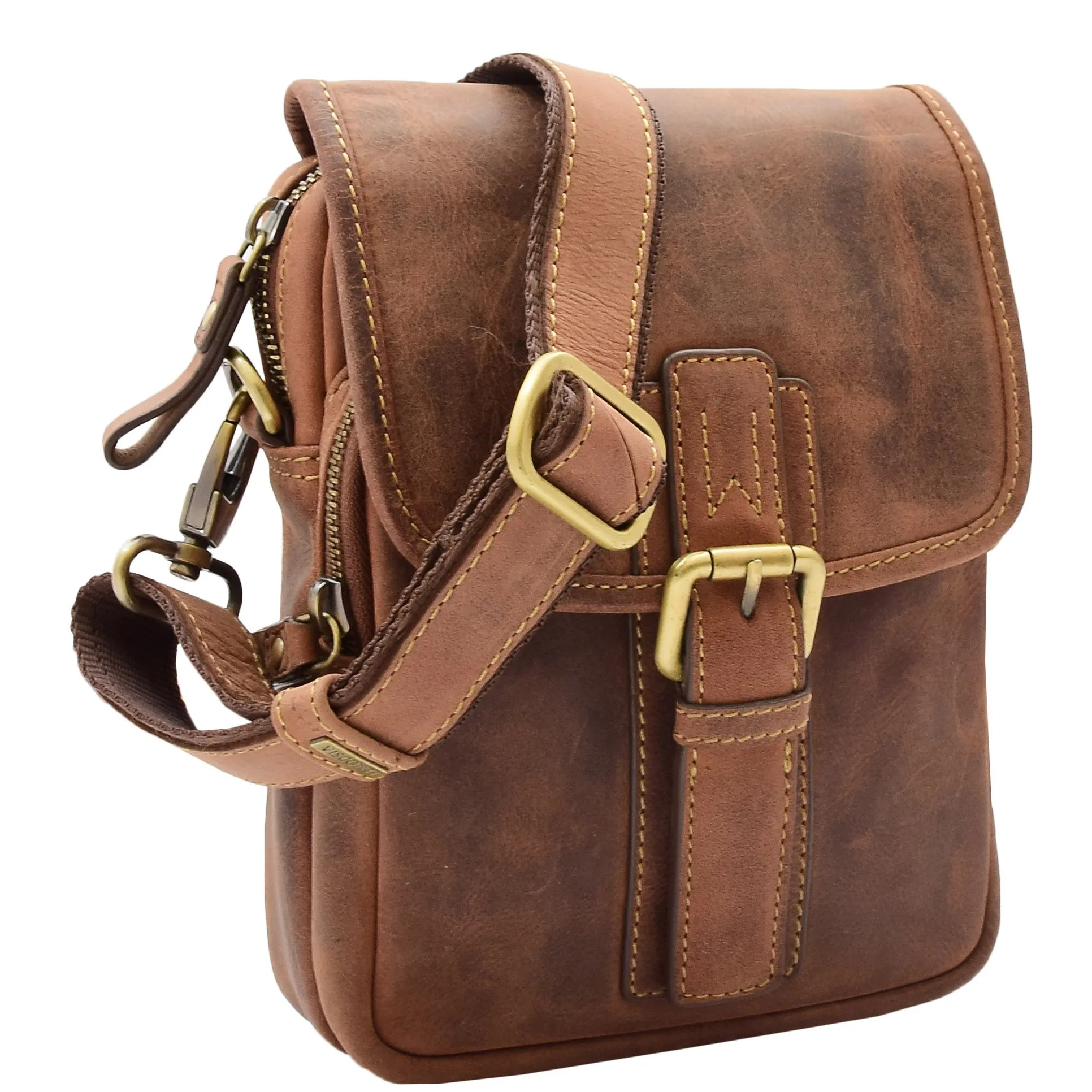 Mens Trendy Smart Crossbody Bag Genuine Leather Messenger Lucas Tan