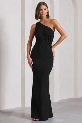 Michelle | Black One-Shoulder Gathered Maxi Dress