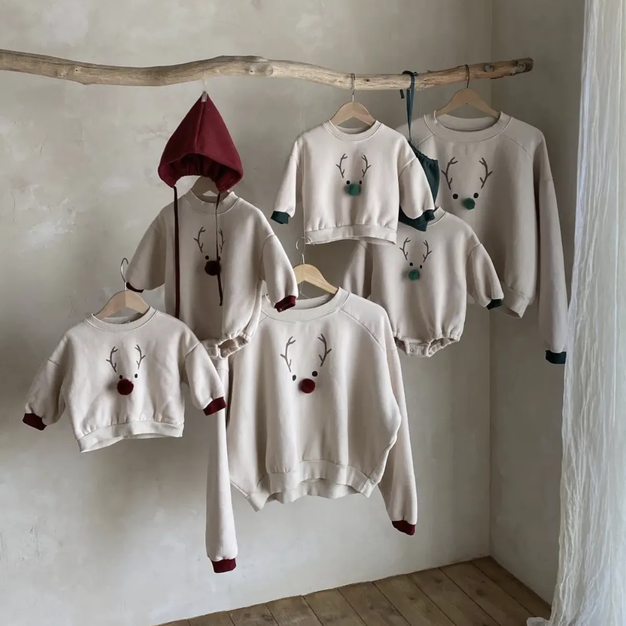 Mom Fleece-Lined Reindeer Sweatshirt- Wine