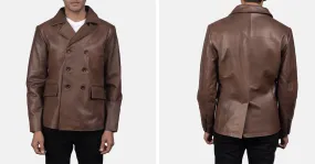 Mr. Bailey Brown Leather Naval Peacoat