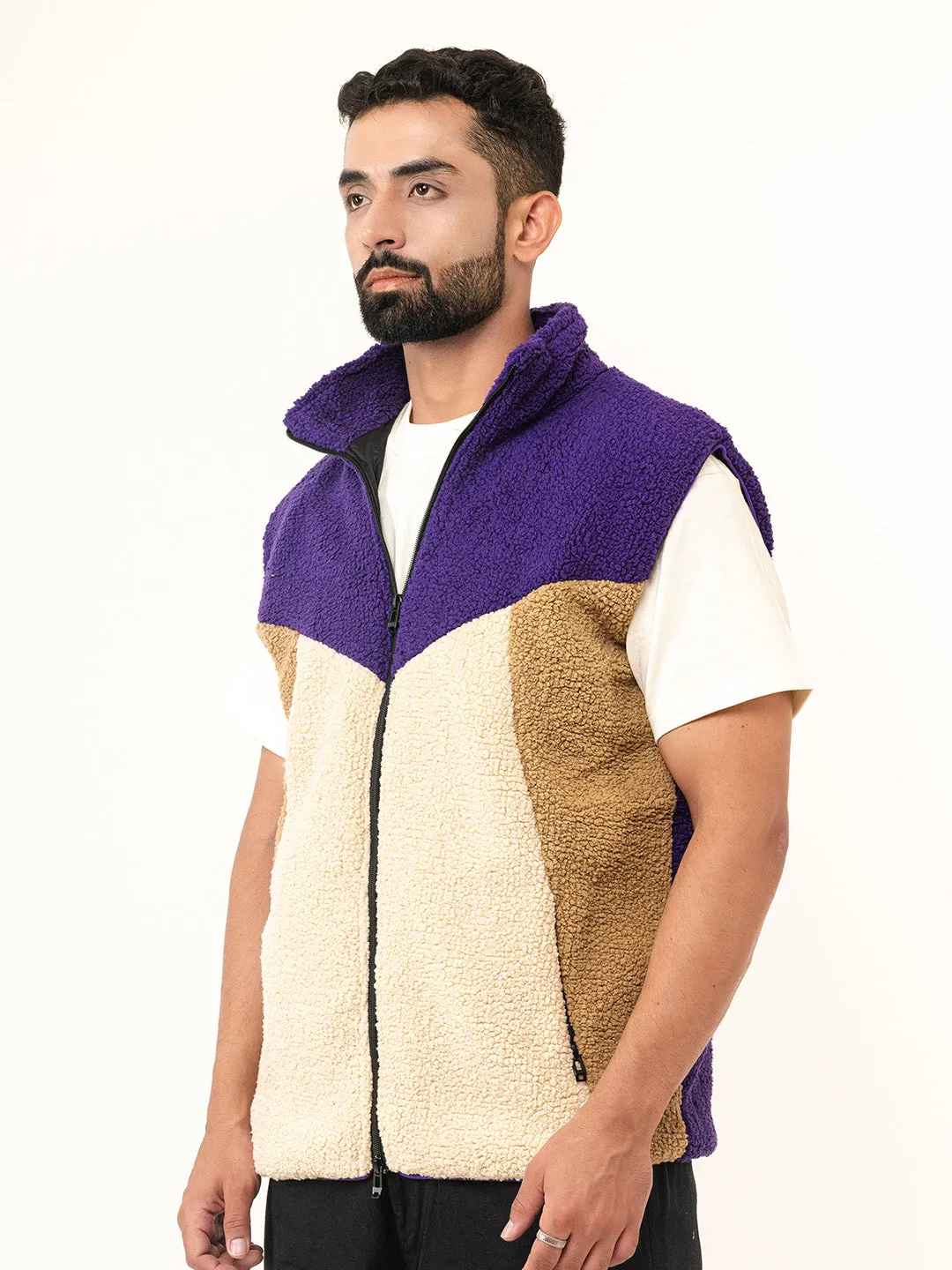 Multi Color Block Fleece Sherpa Jacket (Unisex)