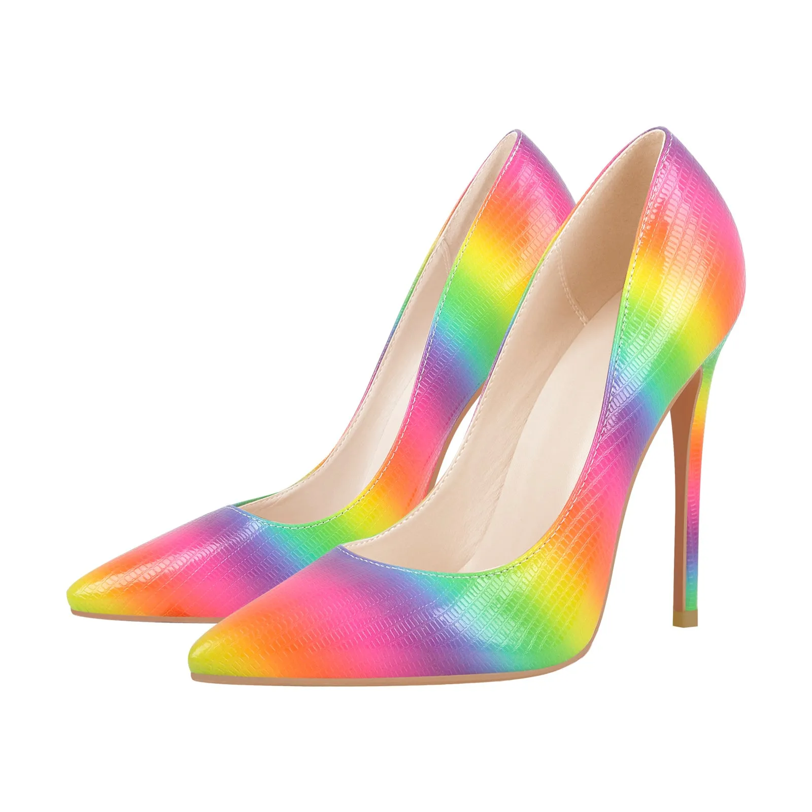 Multicolor Snake Pattern Pointed Toe Stilettos Pumps