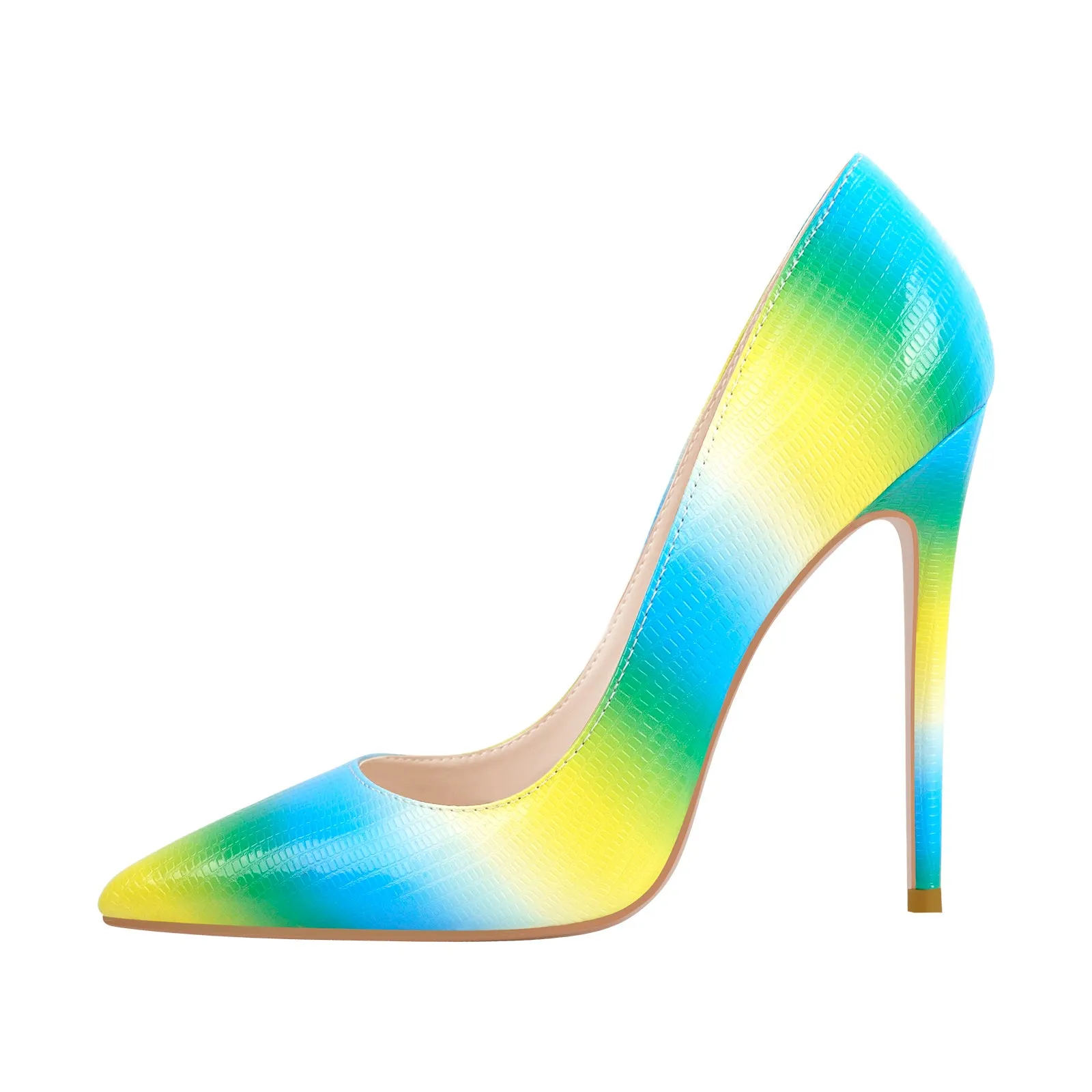 Multicolor Snake Pattern Pointed Toe Stilettos Pumps