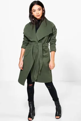 Natasha Pocket Shawl Collar Belted Coat