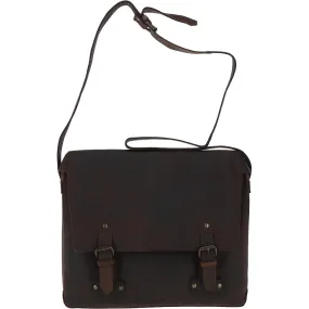 Oily Brown Leather Messenger Bag