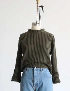 olive branch rib knit turtleneck