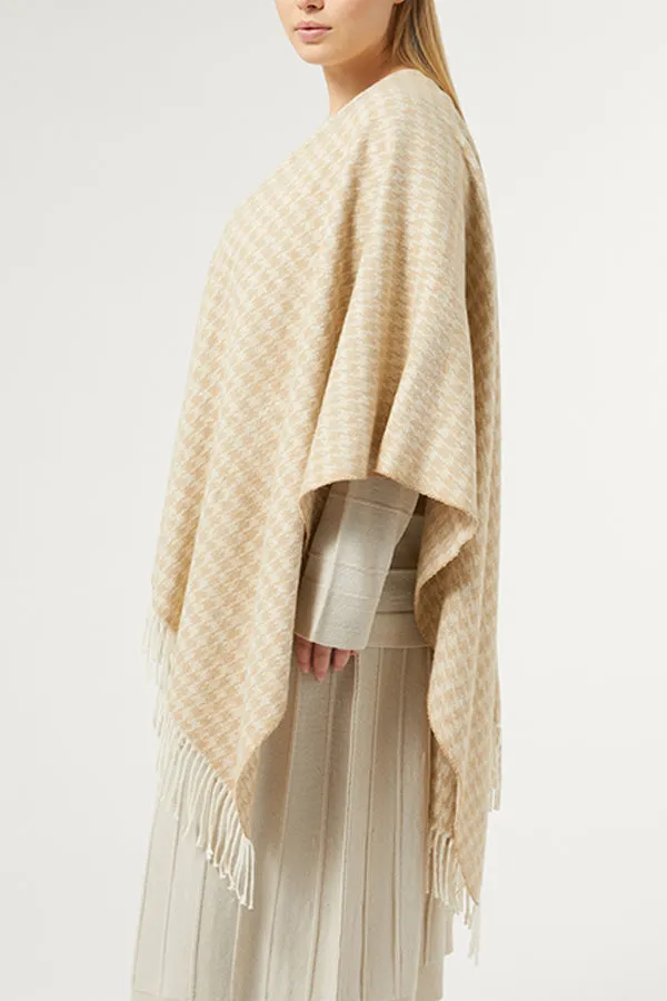 Persona (by Marina Rinaldi) CARONTE BEIGE YARN-DYED FABRIC PONCHO