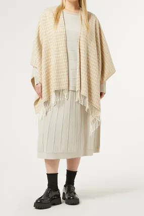 Persona (by Marina Rinaldi) CARONTE BEIGE YARN-DYED FABRIC PONCHO