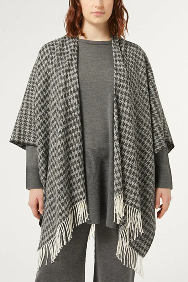 Persona (by Marina Rinaldi) CARONTE BLACK YARN-DYED FABRIC PONCHO