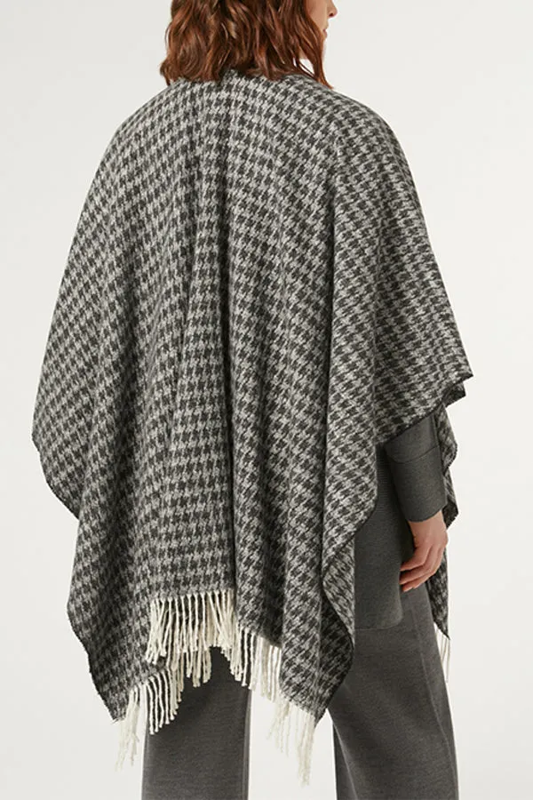 Persona (by Marina Rinaldi) CARONTE BLACK YARN-DYED FABRIC PONCHO