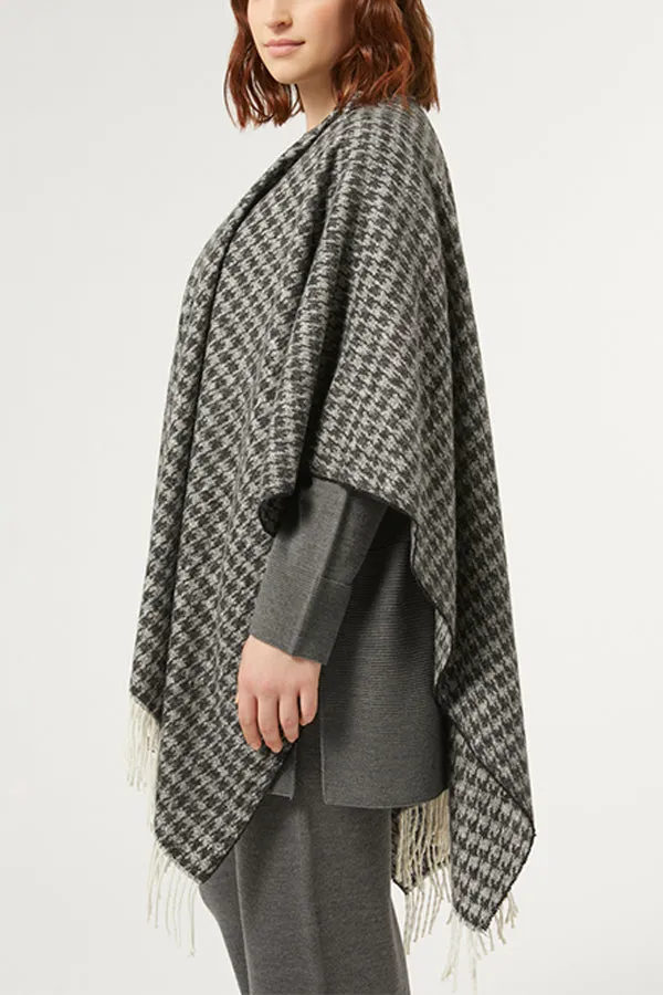 Persona (by Marina Rinaldi) CARONTE BLACK YARN-DYED FABRIC PONCHO