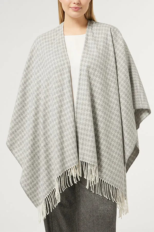 Persona (by Marina Rinaldi) CARONTE GREY YARN-DYED FABRIC PONCHO