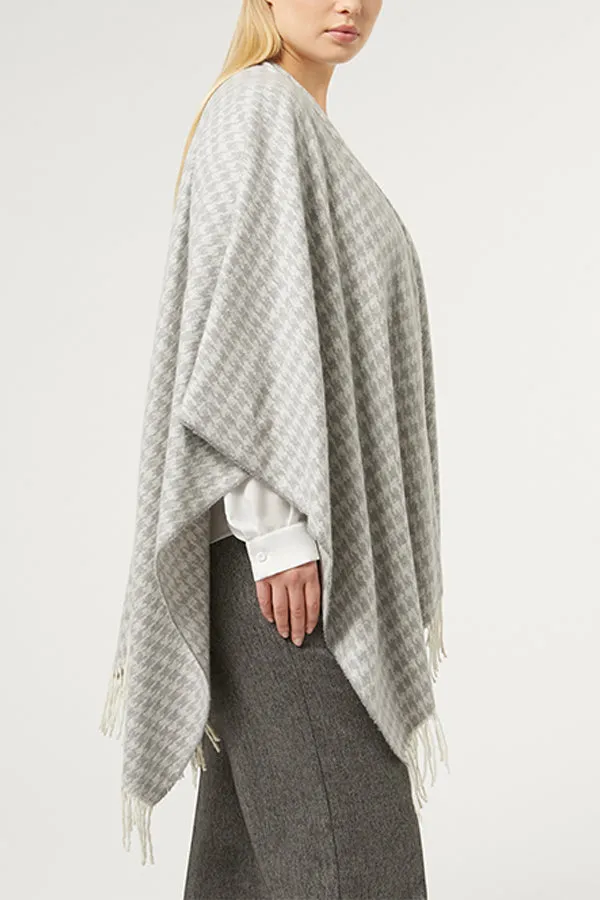 Persona (by Marina Rinaldi) CARONTE GREY YARN-DYED FABRIC PONCHO