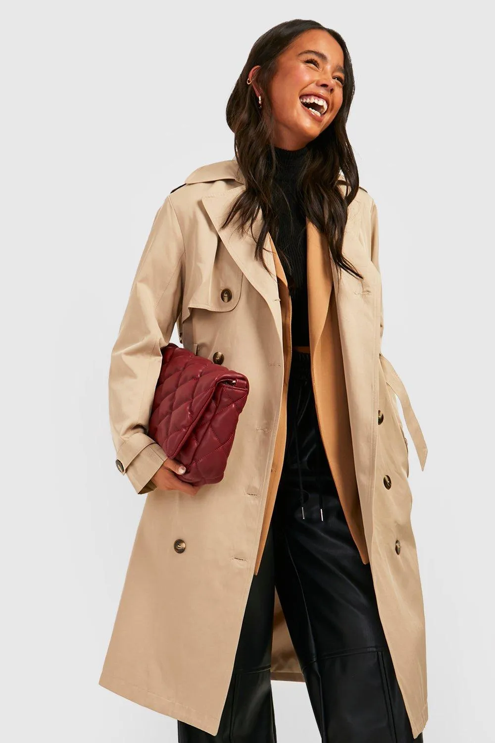 Petite Premium Detail Belted Trench