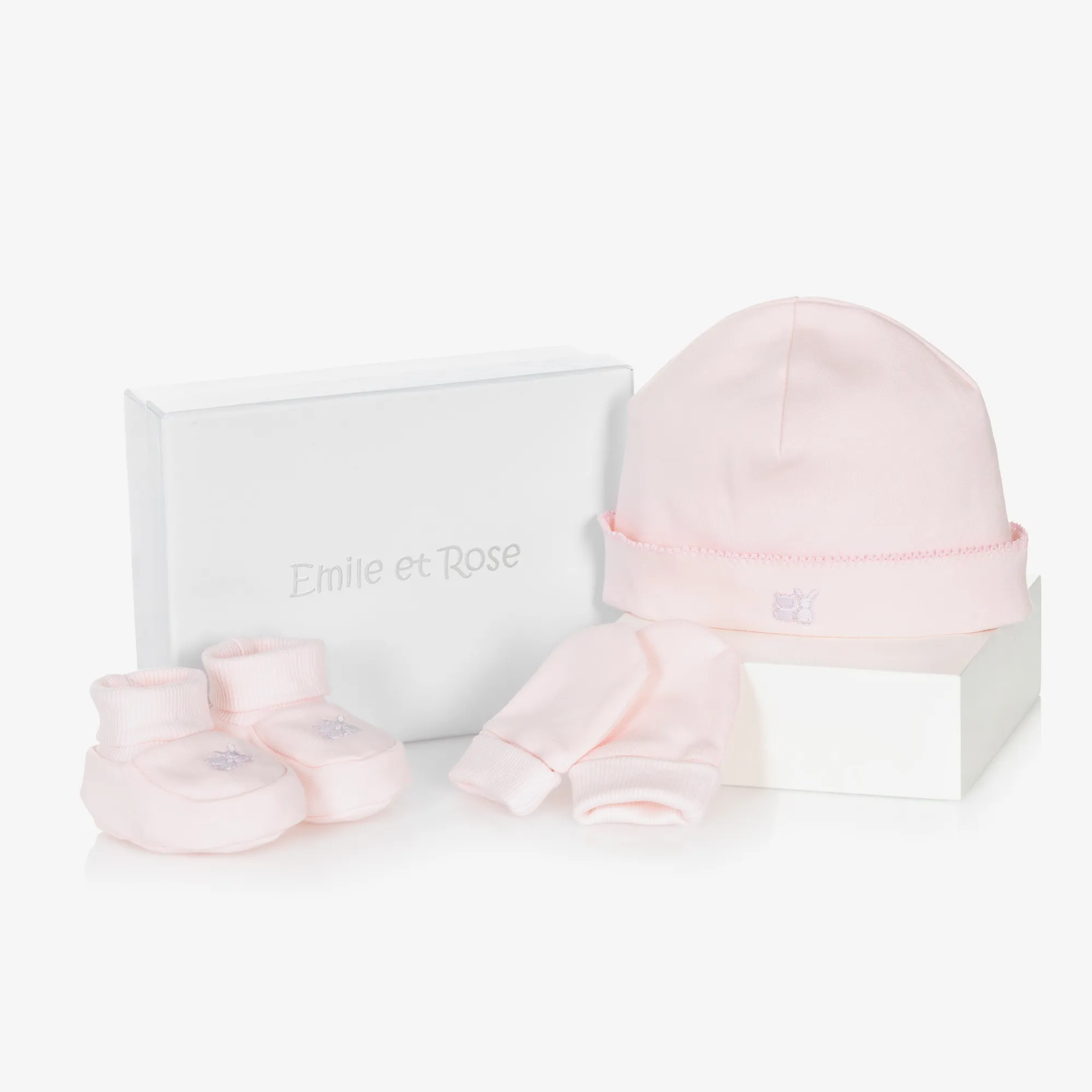 Pink Cotton Hat & Booties Set