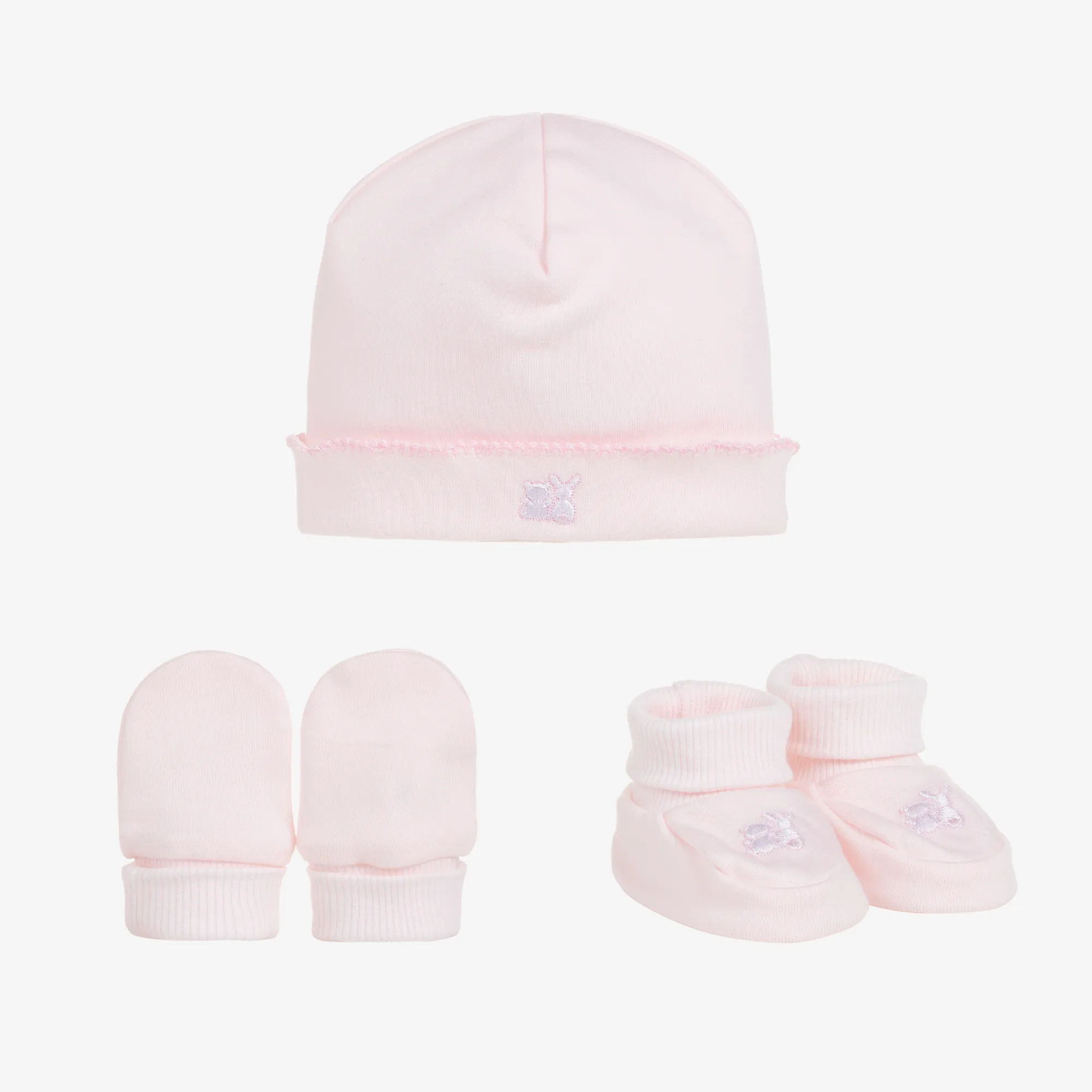 Pink Cotton Hat & Booties Set