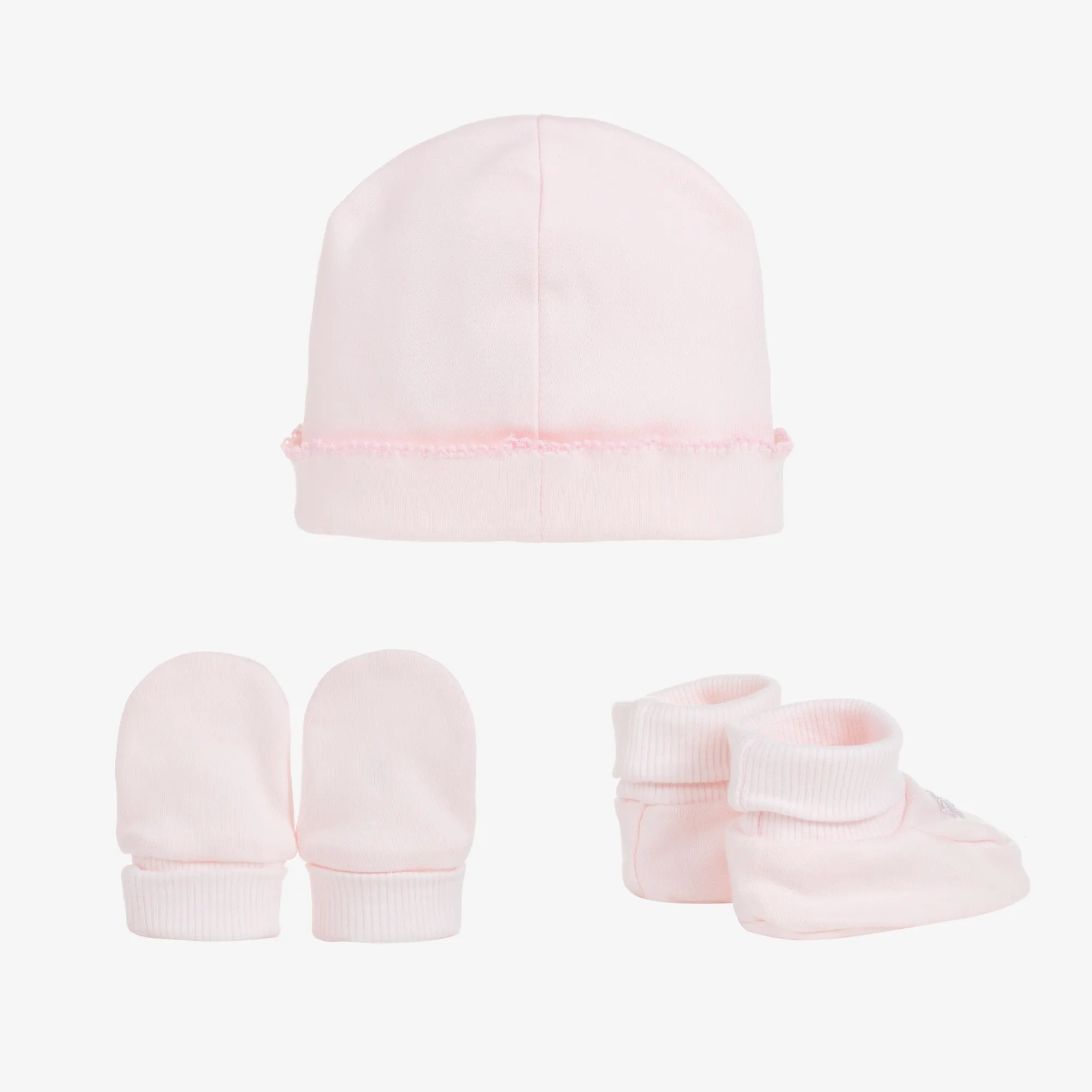 Pink Cotton Hat & Booties Set