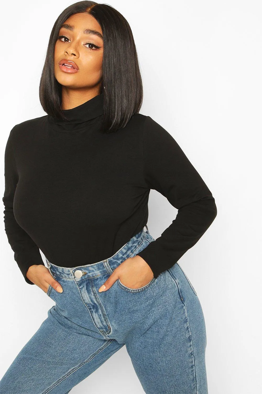 Plus Basic Turtleneck Long Sleeve Bodysuit