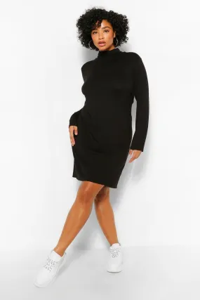 Plus Turtleneck Jersey Shift Dress