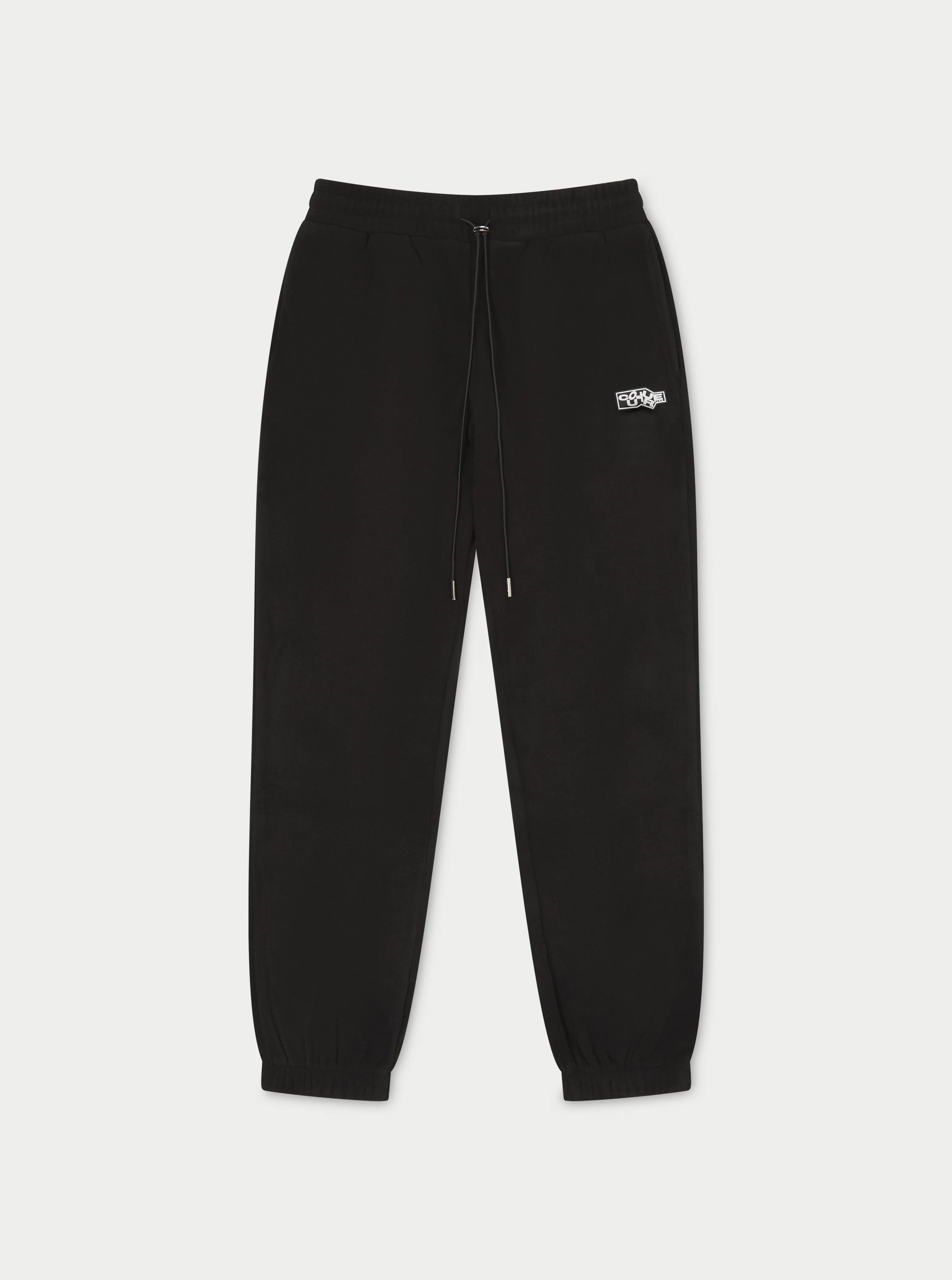 POLAR FLEECE RUBBER BADGE TRACKSUIT JOGGERS - BLACK