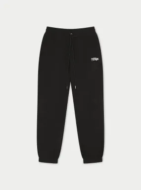 POLAR FLEECE RUBBER BADGE TRACKSUIT JOGGERS - BLACK