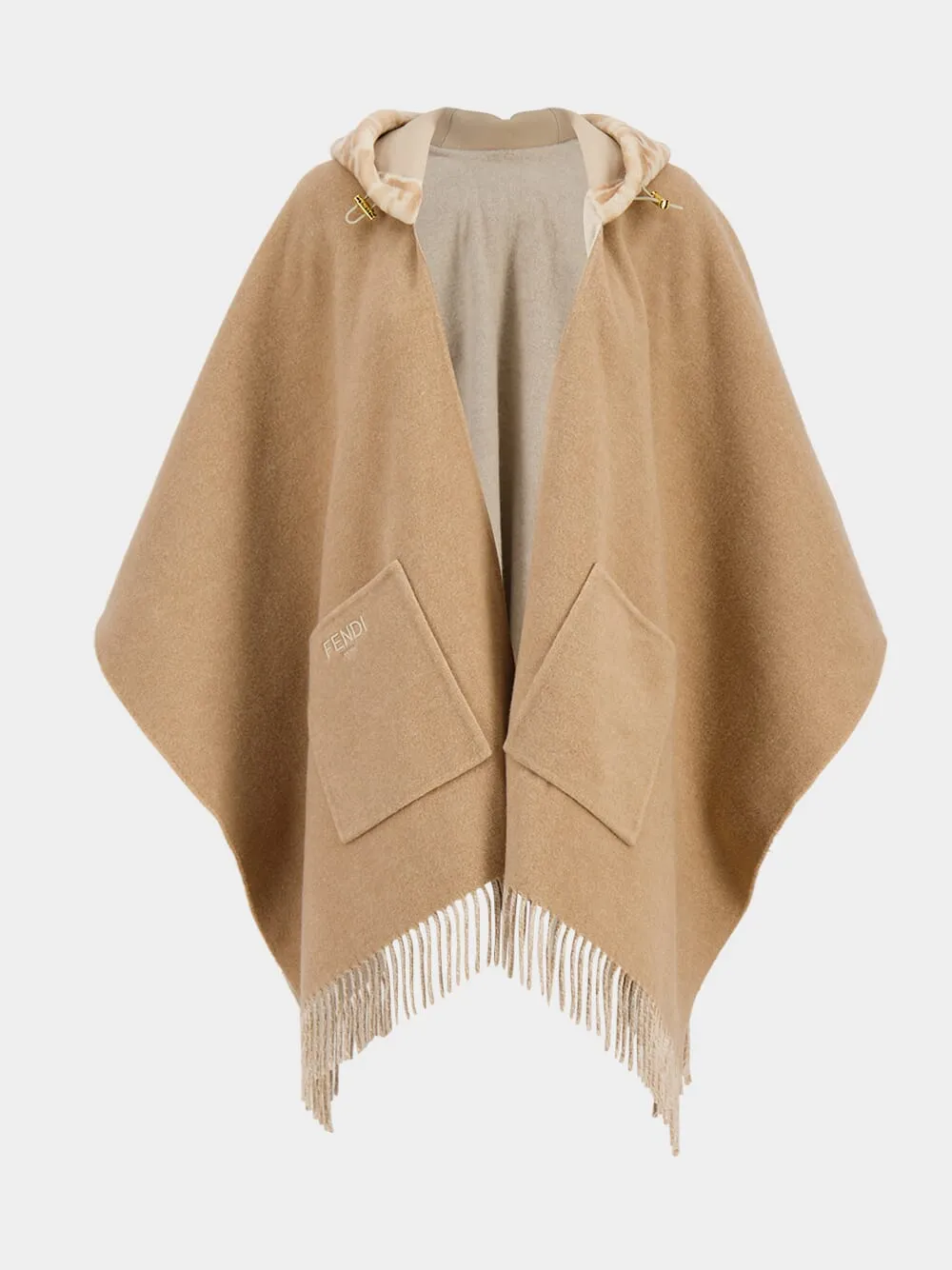 Poncho Beige Wool And Cashmere Poncho