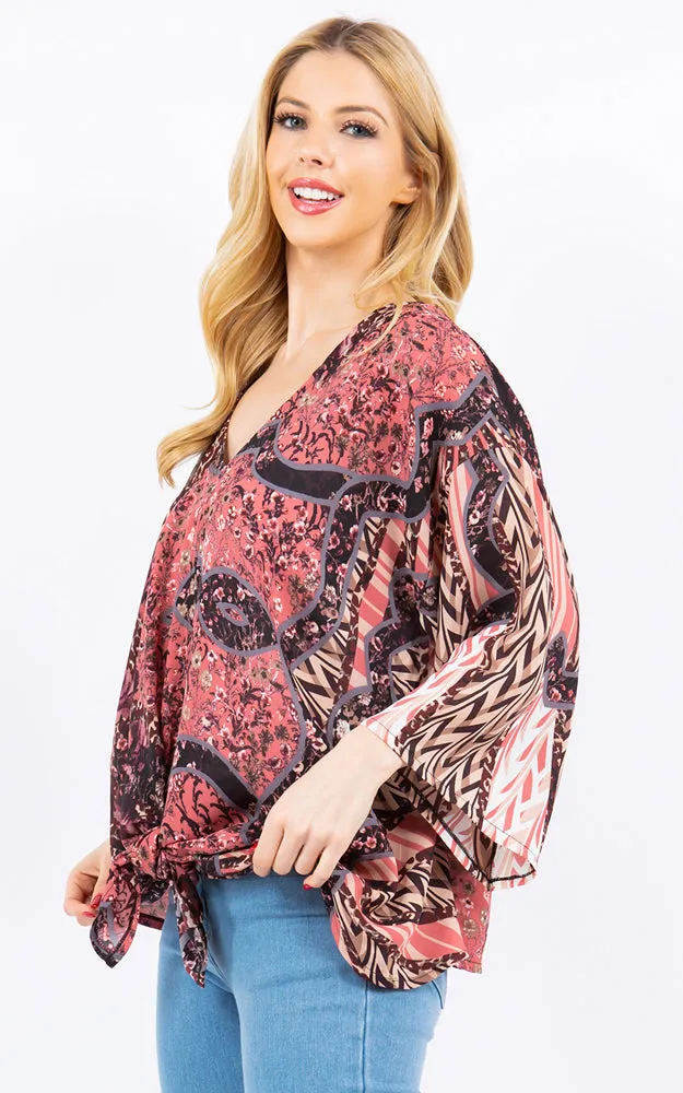 PP4260 Multi Pattern Print Cover Up Poncho