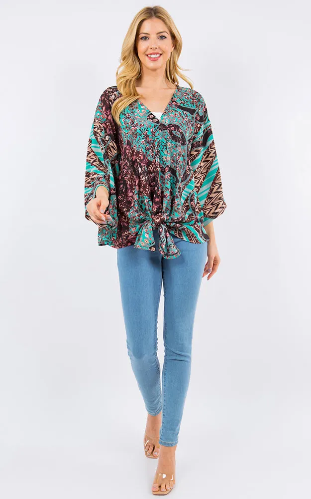 PP4260 Multi Pattern Print Cover Up Poncho