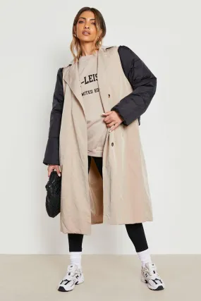 Puffer Detail Trench Coat