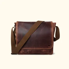 Roosevelt Buffalo Leather Satchel Messenger Bag | Dark Oak