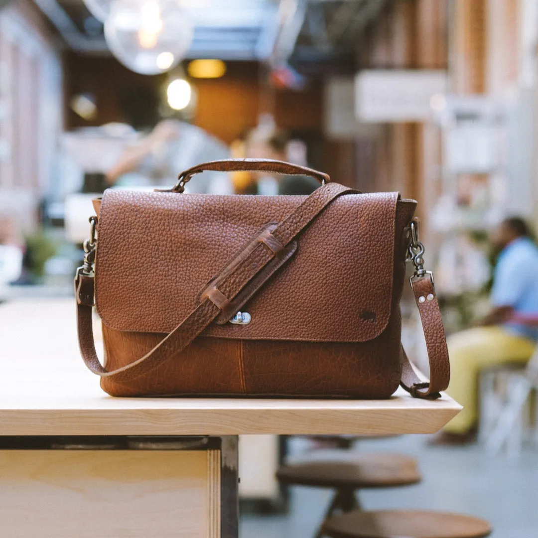 Ryder Reserve Bison Leather Laptop Messenger Bag | Brown