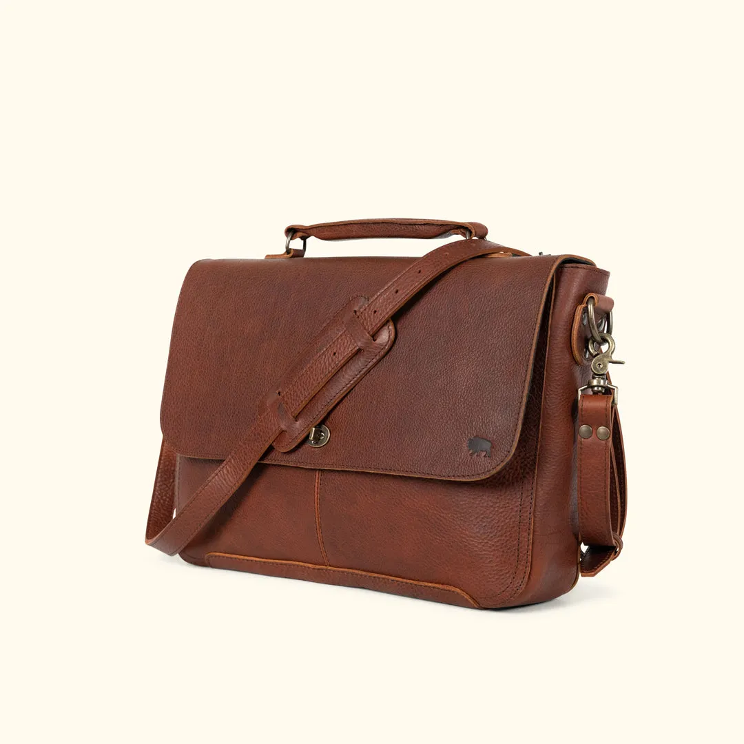 Ryder Reserve Bison Leather Laptop Messenger Bag | Brown