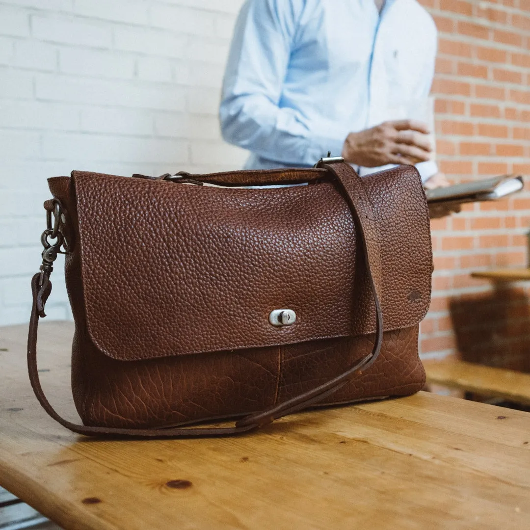 Ryder Reserve Bison Leather Laptop Messenger Bag | Brown