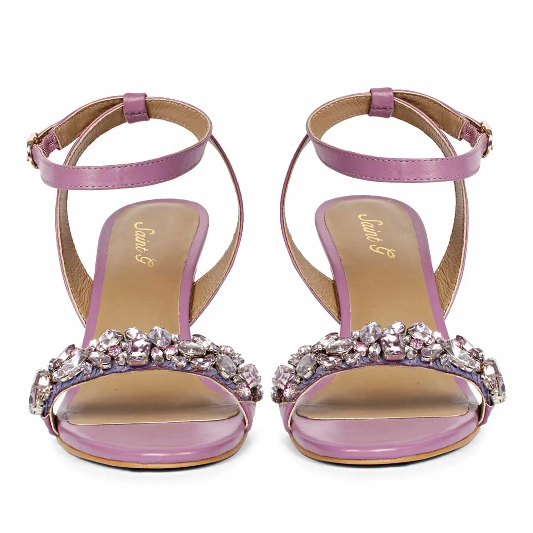 Saint Riana Stone Embellished Lilac Leather Stilettos