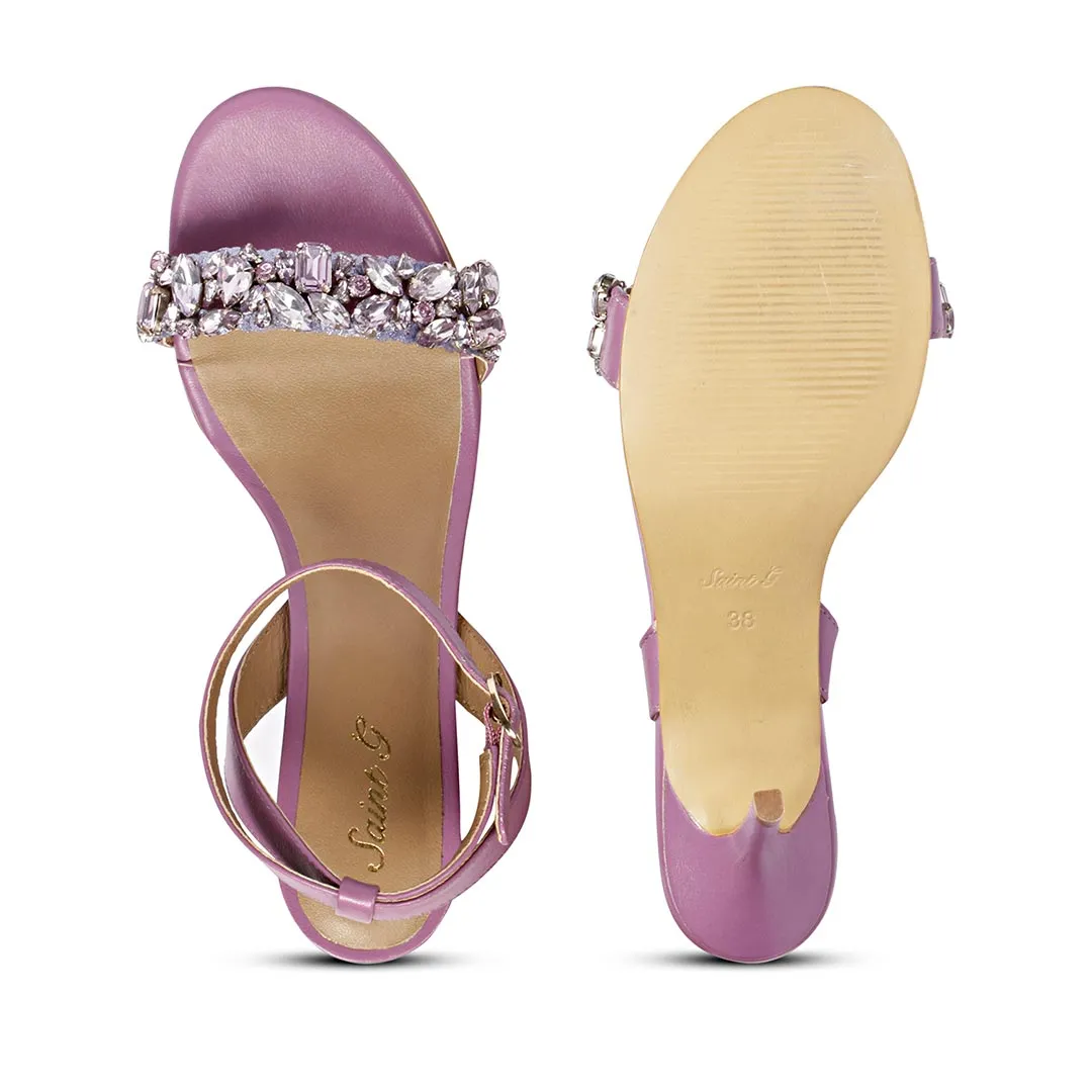 Saint Riana Stone Embellished Lilac Leather Stilettos