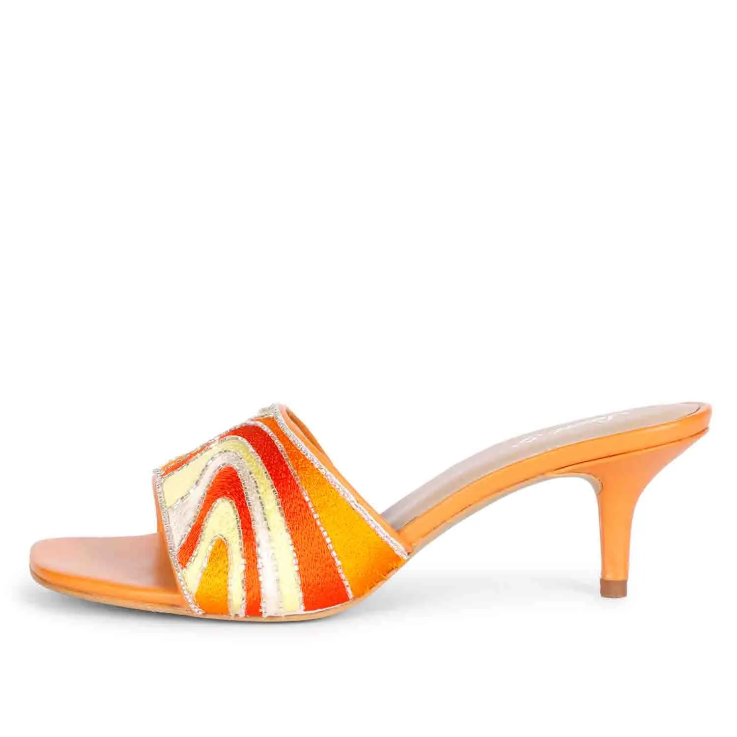 Saint Rina Orange Hand Embroidered Leather Stilettos