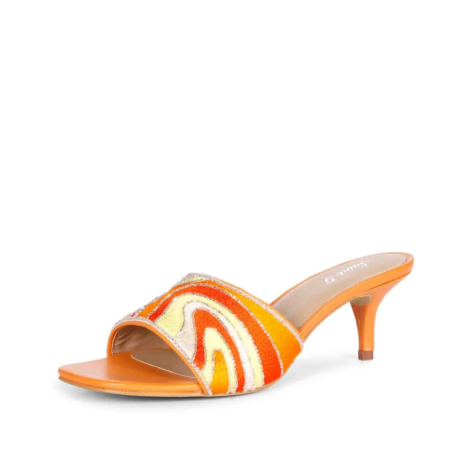 Saint Rina Orange Hand Embroidered Leather Stilettos