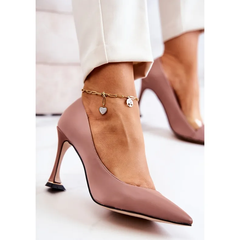 S.Barski Fashionable Leather Pink Tamira Stilettos