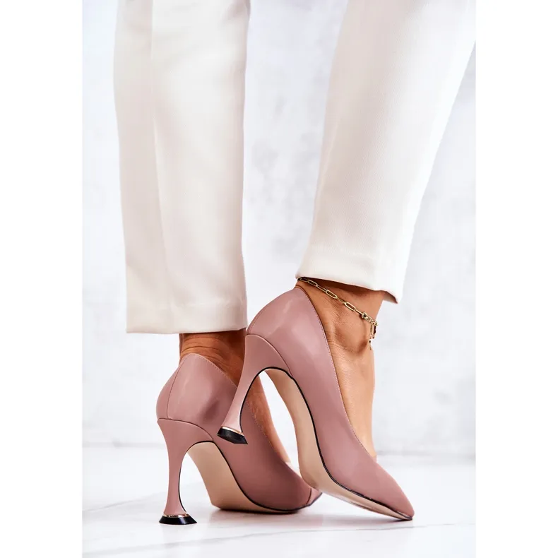 S.Barski Fashionable Leather Pink Tamira Stilettos