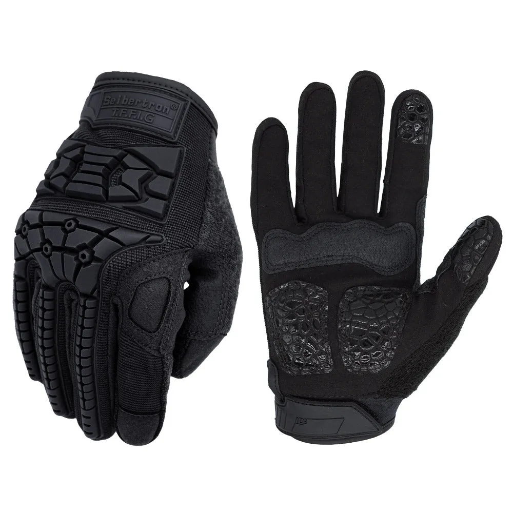 Seibertron T.F.F.I.G 2.0 Men's Tactical Gloves Flexible Rubber for Hunting Hiking Airsoft Paintball Motorcycle Motorbike Riding 