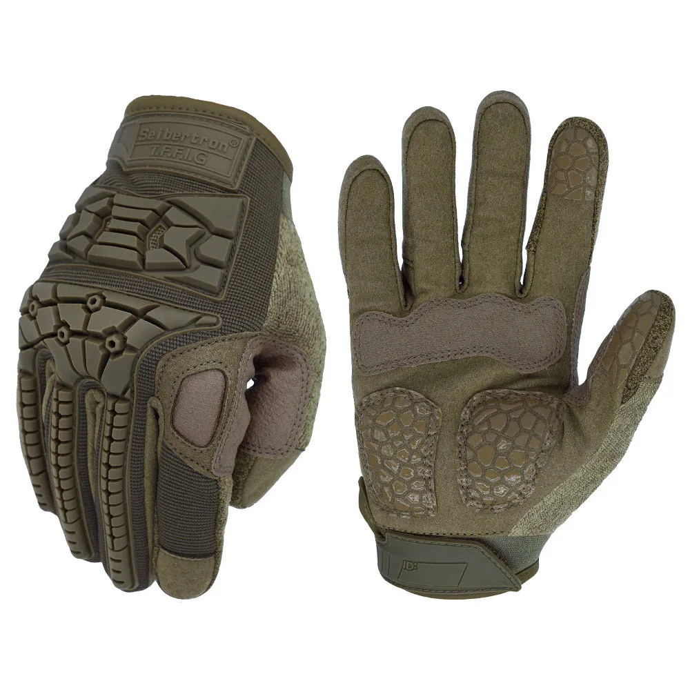 Seibertron T.F.F.I.G 2.0 Men's Tactical Gloves Flexible Rubber for Hunting Hiking Airsoft Paintball Motorcycle Motorbike Riding 