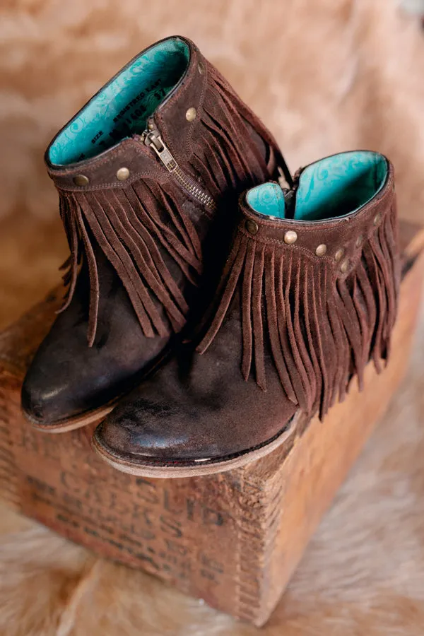 Size 7 Corral Fringe Booties Brown FINAL SALE CS015