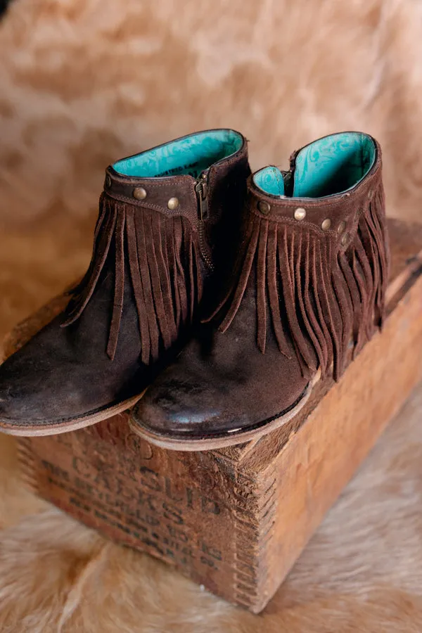 Size 7 Corral Fringe Booties Brown FINAL SALE CS015